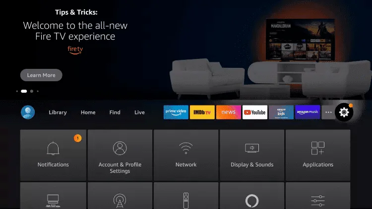 TVSpeedy Fire TV Stick étape 7 – Accédez aux Paramètres